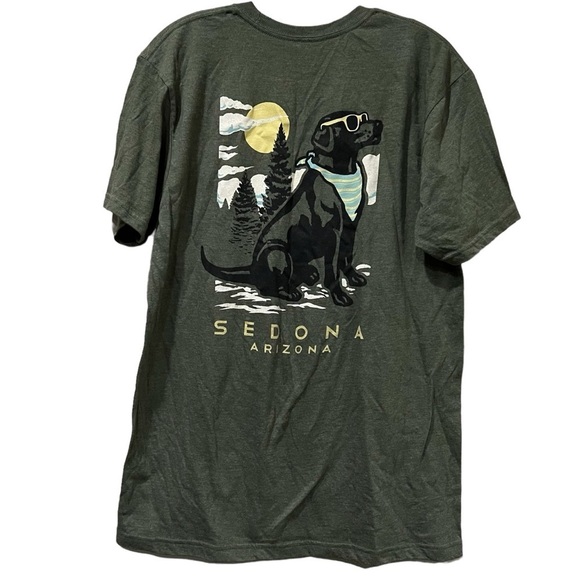 Women’s Medium Green Sedona Arizona Dog Graphic Short Sleeve Shirt O1 - Picture 1 of 4